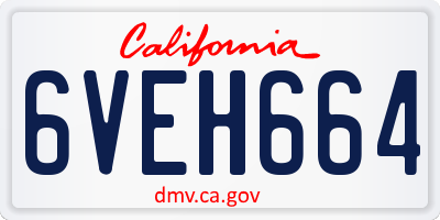 CA license plate 6VEH664