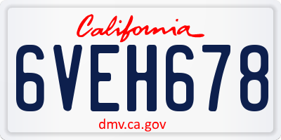 CA license plate 6VEH678