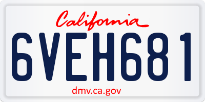 CA license plate 6VEH681