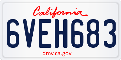 CA license plate 6VEH683