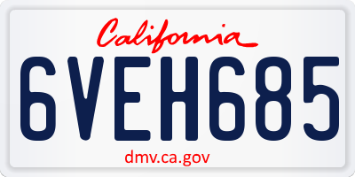 CA license plate 6VEH685