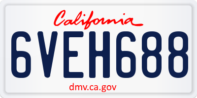 CA license plate 6VEH688