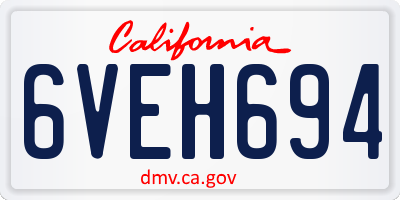 CA license plate 6VEH694