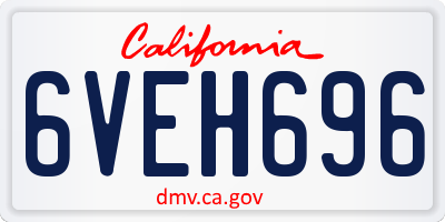 CA license plate 6VEH696