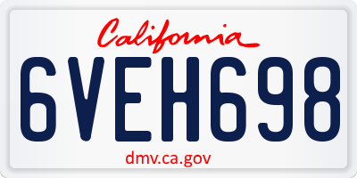 CA license plate 6VEH698