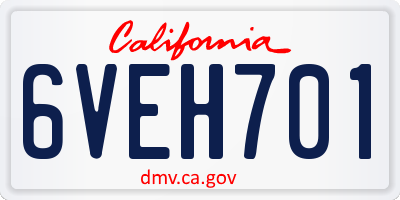 CA license plate 6VEH701