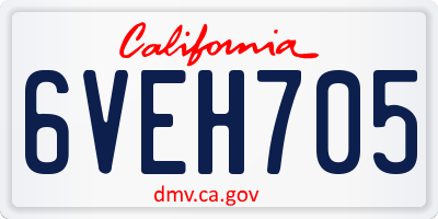 CA license plate 6VEH705