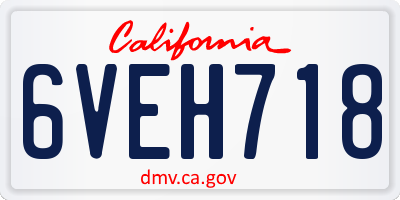 CA license plate 6VEH718