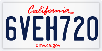 CA license plate 6VEH720