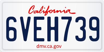 CA license plate 6VEH739
