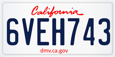 CA license plate 6VEH743