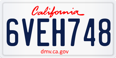CA license plate 6VEH748