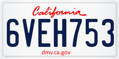 CA license plate 6VEH753