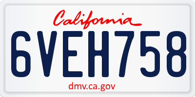 CA license plate 6VEH758