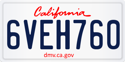 CA license plate 6VEH760