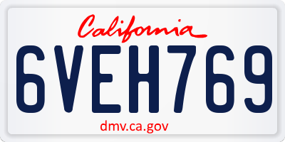 CA license plate 6VEH769
