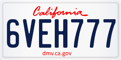 CA license plate 6VEH777