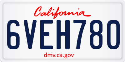 CA license plate 6VEH780