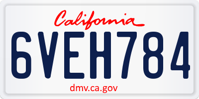 CA license plate 6VEH784