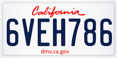 CA license plate 6VEH786
