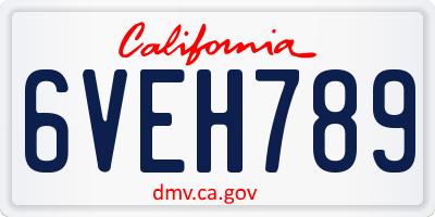CA license plate 6VEH789