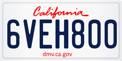 CA license plate 6VEH800