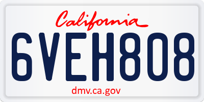 CA license plate 6VEH808