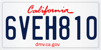 CA license plate 6VEH810
