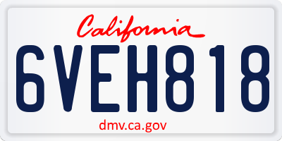 CA license plate 6VEH818