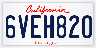 CA license plate 6VEH820