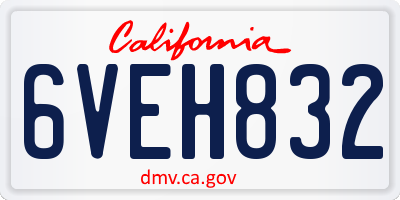 CA license plate 6VEH832