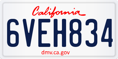CA license plate 6VEH834