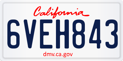 CA license plate 6VEH843