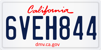CA license plate 6VEH844