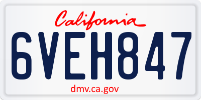 CA license plate 6VEH847