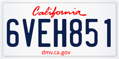 CA license plate 6VEH851