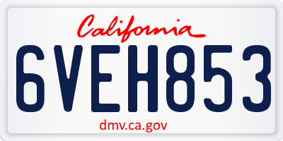 CA license plate 6VEH853