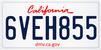 CA license plate 6VEH855