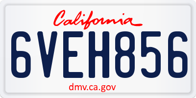 CA license plate 6VEH856