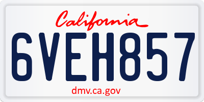 CA license plate 6VEH857