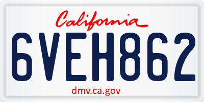 CA license plate 6VEH862