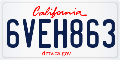 CA license plate 6VEH863