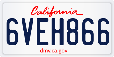 CA license plate 6VEH866