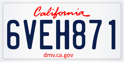 CA license plate 6VEH871