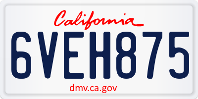 CA license plate 6VEH875