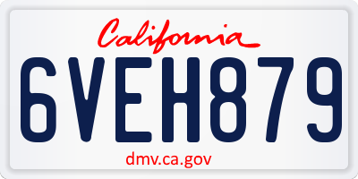 CA license plate 6VEH879