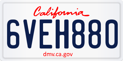 CA license plate 6VEH880