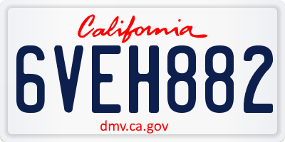 CA license plate 6VEH882