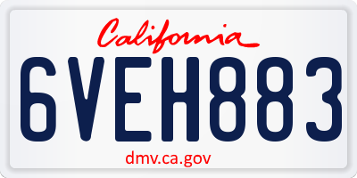 CA license plate 6VEH883