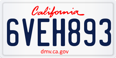 CA license plate 6VEH893
